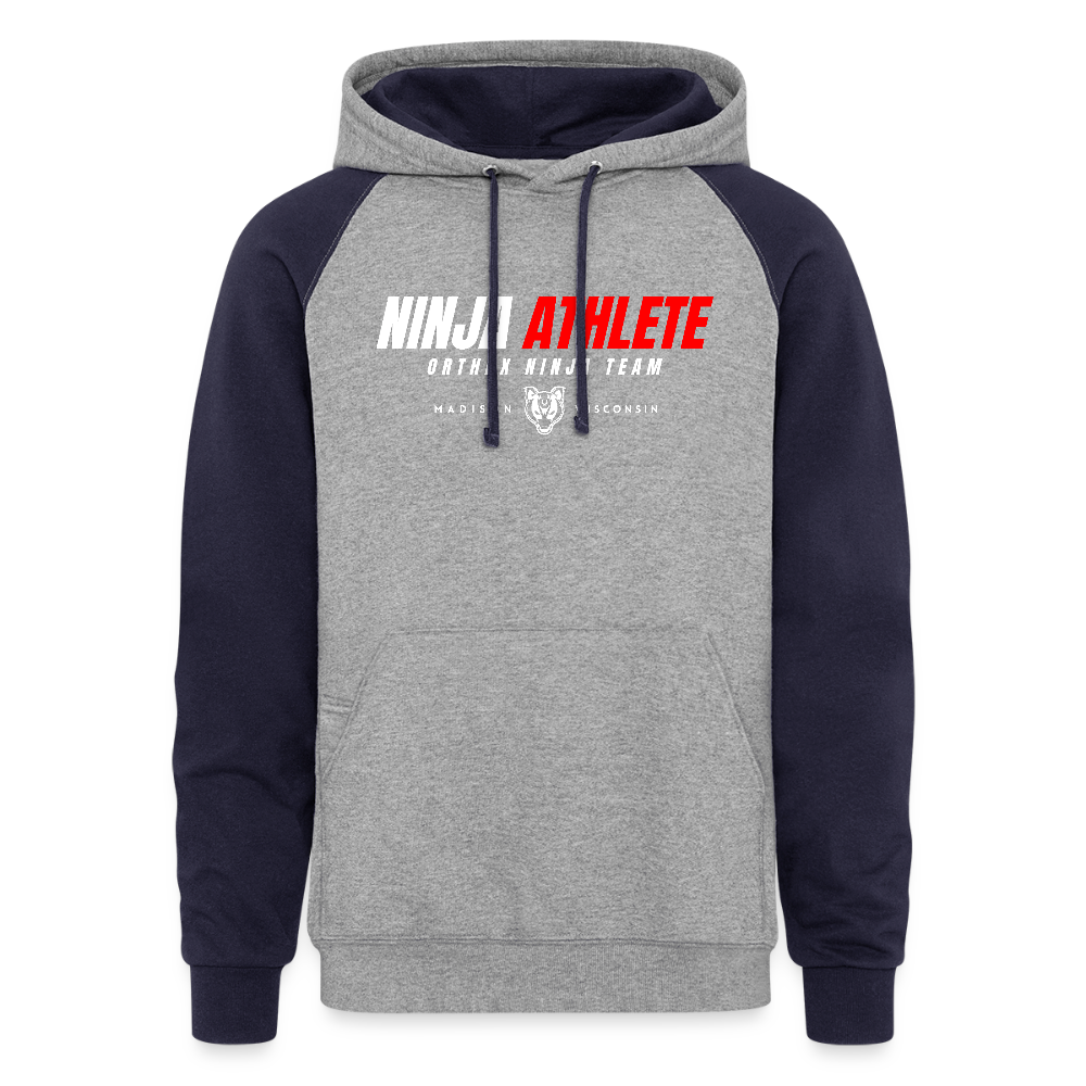 Ninja Team - Unisex Adult Colorblock Hoodie - heather gray/navy