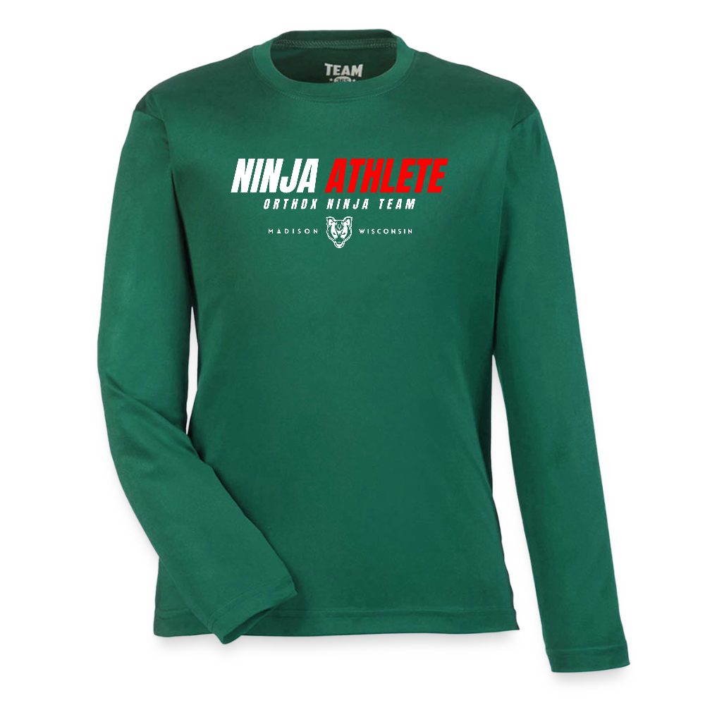 Ninja Team -  Youth Long Sleeve Performance T-shirt - forest green