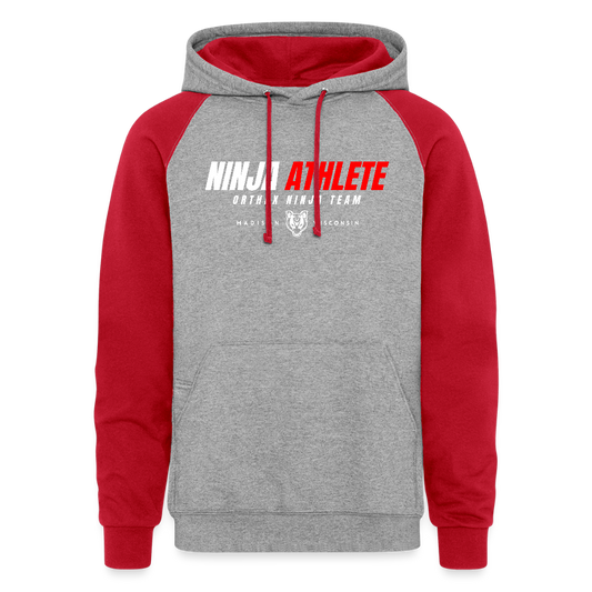 Ninja Team - Unisex Adult Colorblock Hoodie - heather grey/red