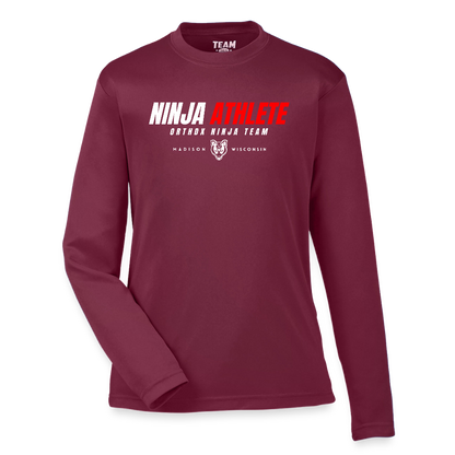 Ninja Team -  Youth Long Sleeve Performance T-shirt - maroon 