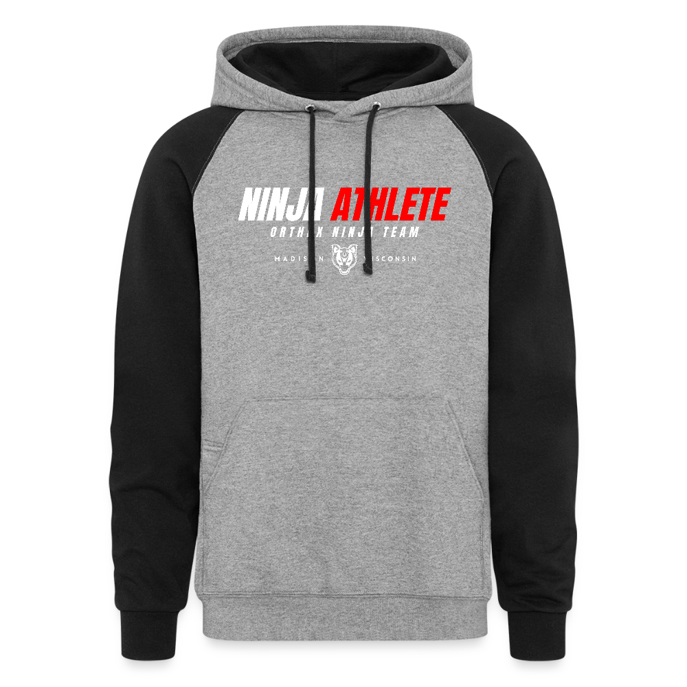 Ninja Team - Unisex Adult Colorblock Hoodie - heather gray/black