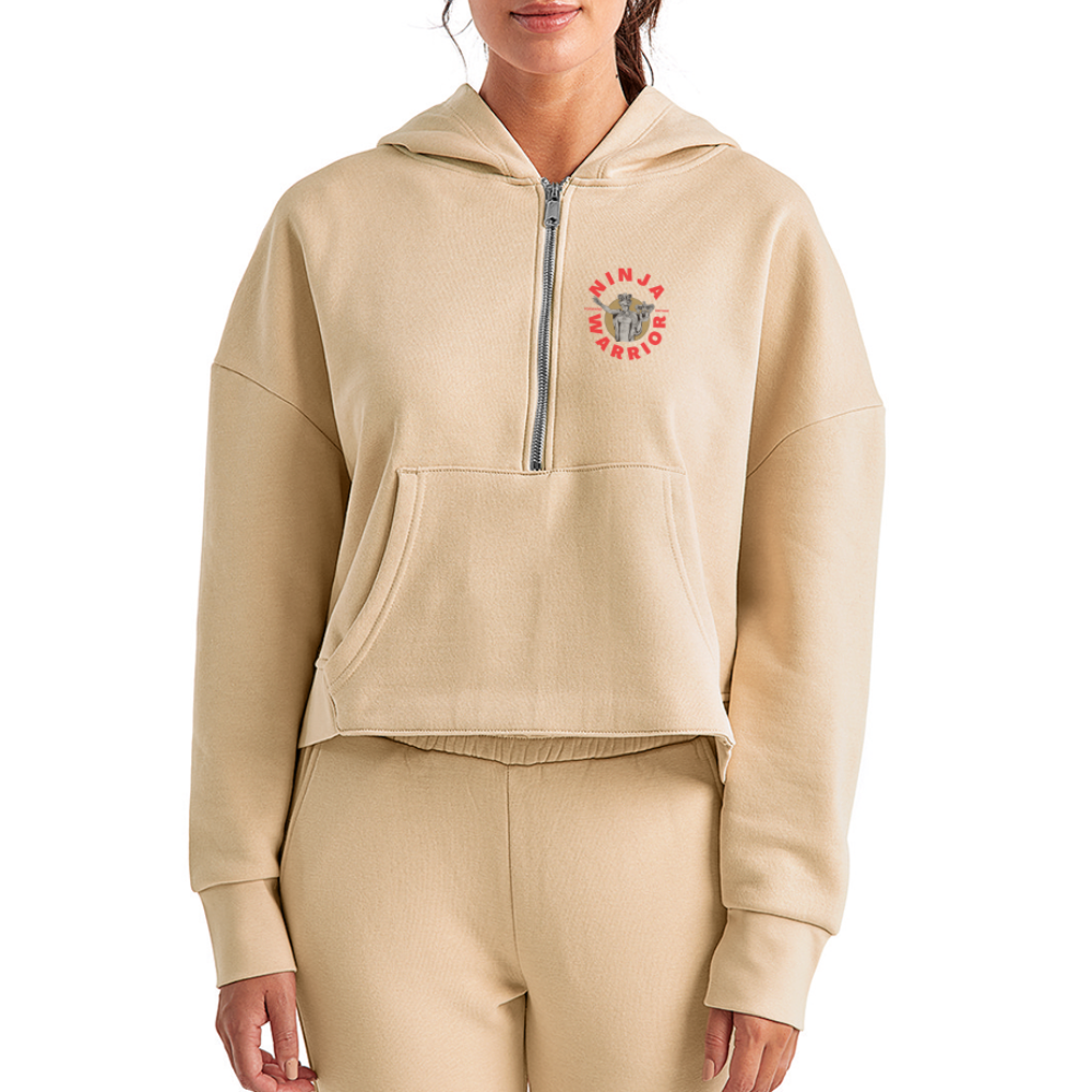 Ninja Warrior - Courage  Women's Half Zip Cropped Hoodie - nude