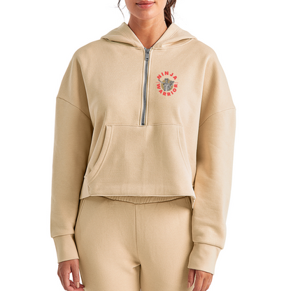 Ninja Warrior - Courage  Women's Half Zip Cropped Hoodie - nude