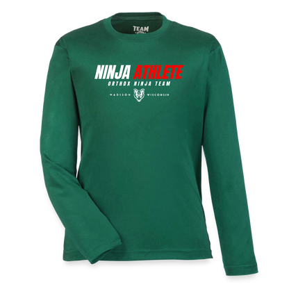 Ninja Team -  Youth Long Sleeve Performance T-shirt - forest green