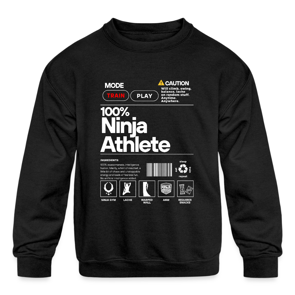 100% Ninja Athlete - Kids' Crewneck Sweatshirt - black