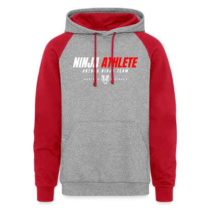 Ninja Team - Unisex Adult Colorblock Hoodie - heather grey/red