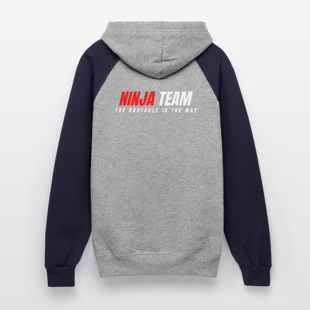Ninja Team - Unisex Adult Colorblock Hoodie - heather gray/navy