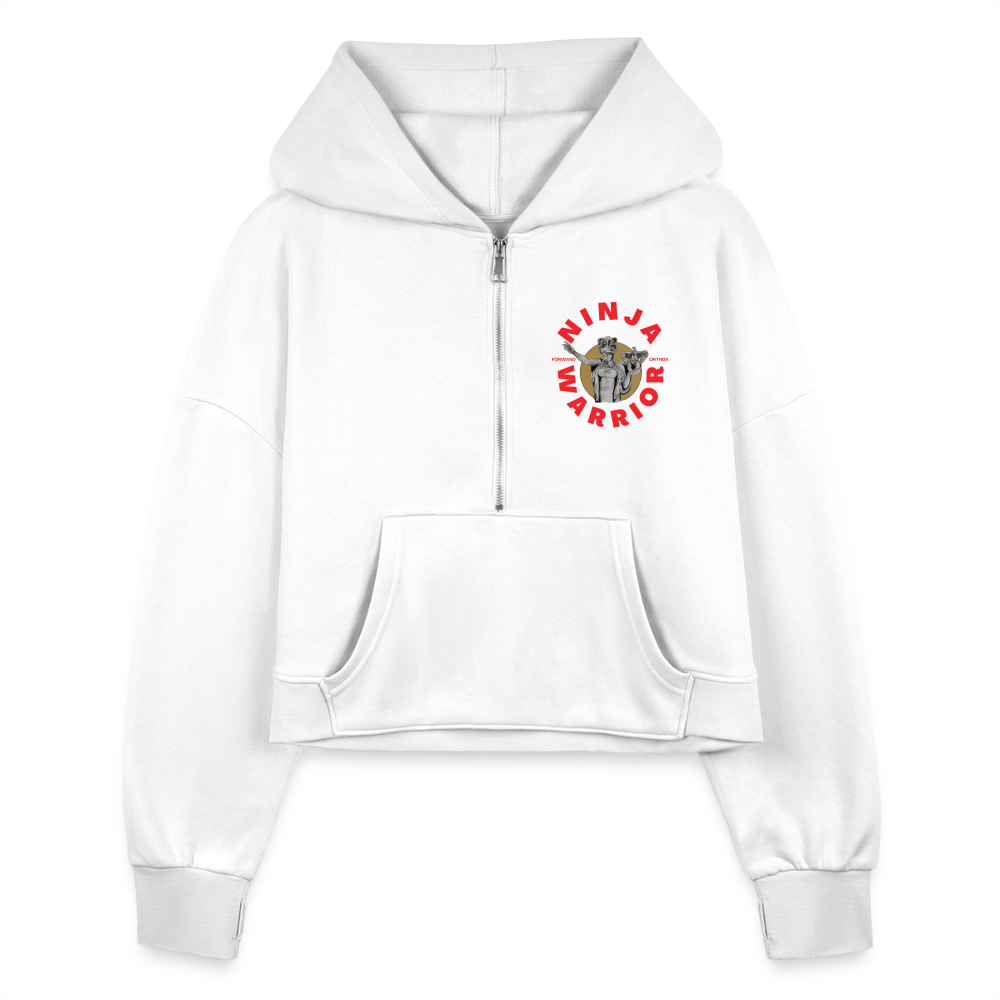 Ninja Warrior - Courage  Women's Half Zip Cropped Hoodie - white