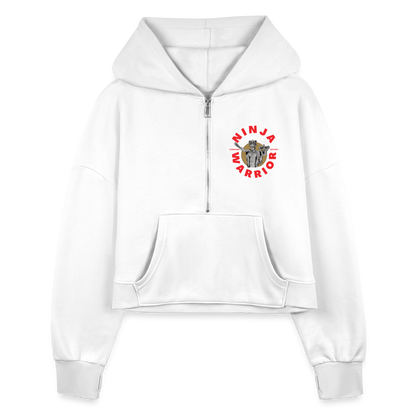 Ninja Warrior - Courage  Women's Half Zip Cropped Hoodie - white