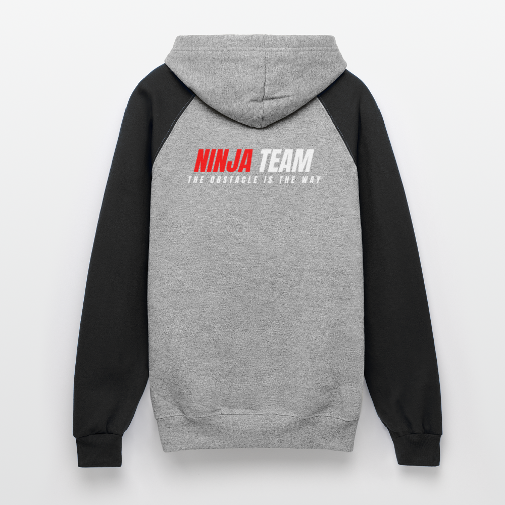 Ninja Team - Unisex Adult Colorblock Hoodie - heather gray/black