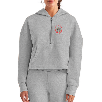 Ninja Warrior - Courage  Women's Half Zip Cropped Hoodie - heather gray