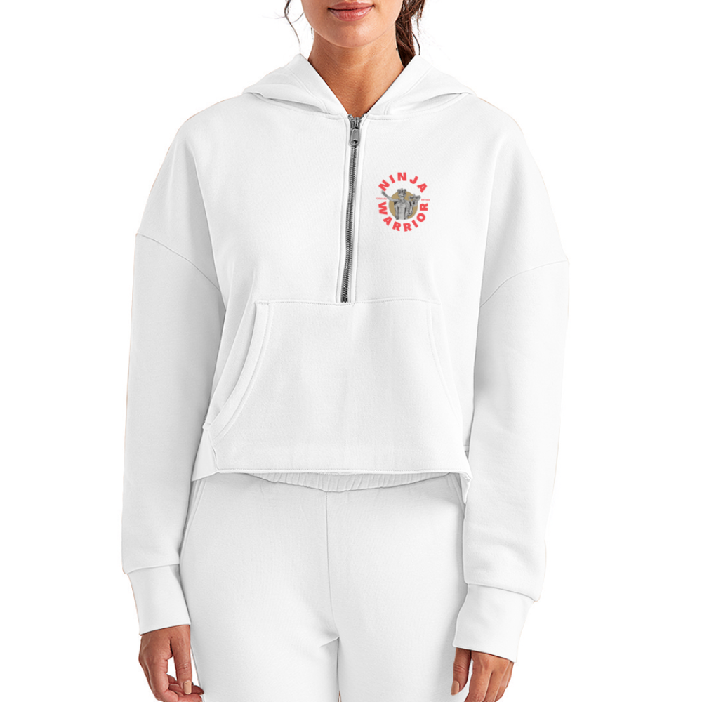 Ninja Warrior - Courage  Women's Half Zip Cropped Hoodie - white